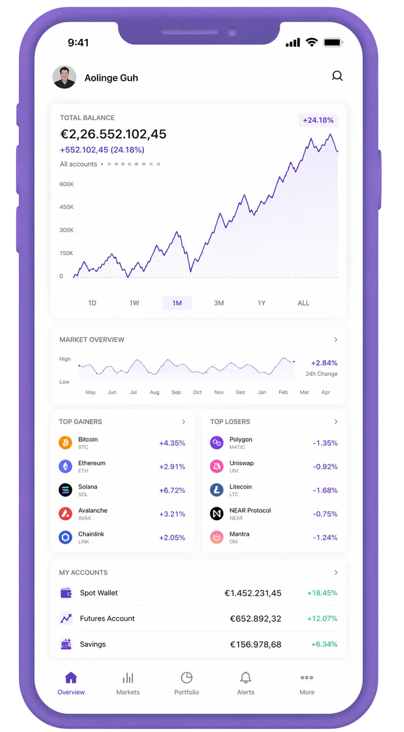 Rede Vinstvik mobile app showing portfolio overview
